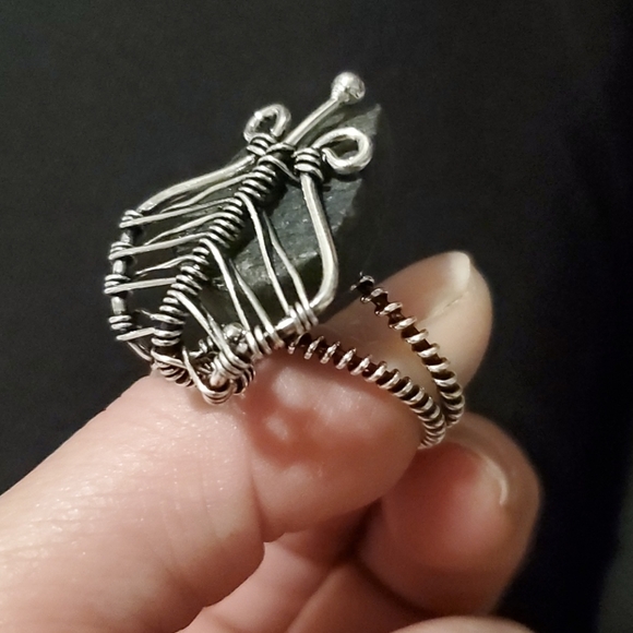 New Unique Wire Wrapped Black Tourmaline Ring. - Picture 10 of 14